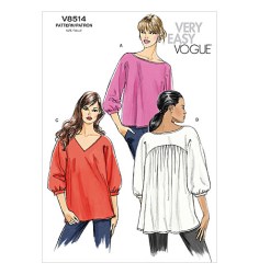 8514 SO EZ VOG PULLOVER BACK GATHER TOPS LENGTHS PATTERN 8-16